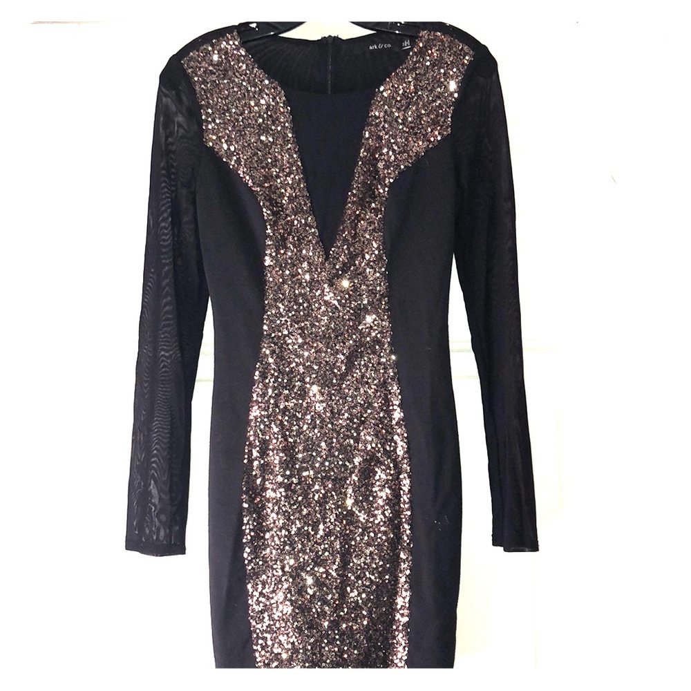 Black tight fitting mini dress